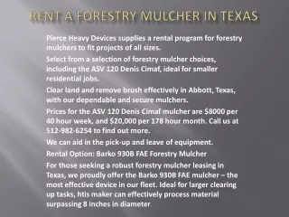 Rent a Forestry Mulcher in Texas