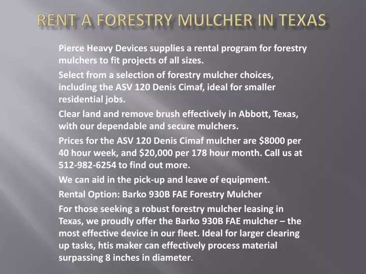 rent a forestry mulcher in texas