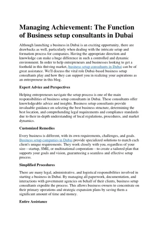 The role of business setup consultants in Dubai