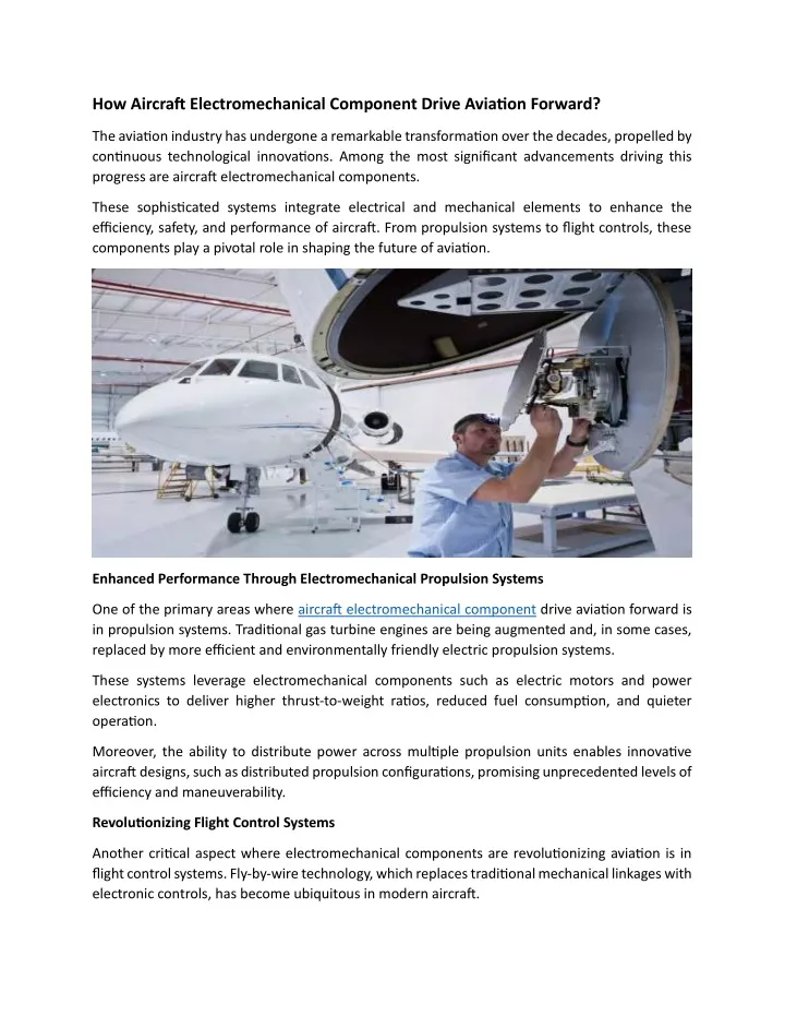 how aircraft electromechanical component drive