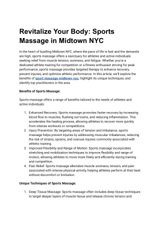 sport massage midtown nyc