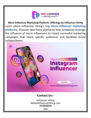Micro Influencer Marketing Platform Offerings by Influencer Hiring