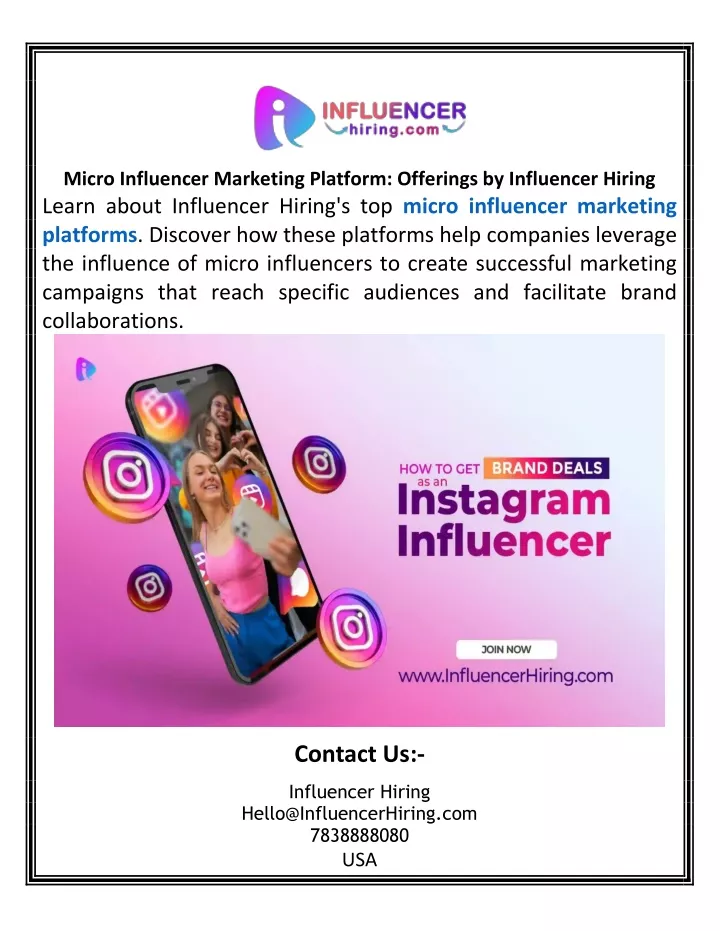 micro influencer marketing platform offerings
