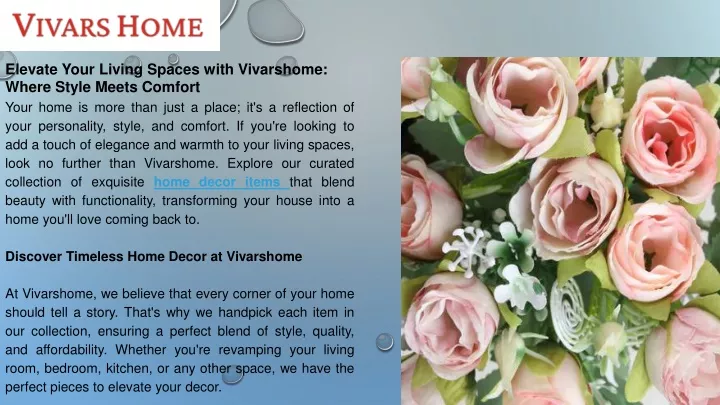elevate your living spaces with vivarshome where