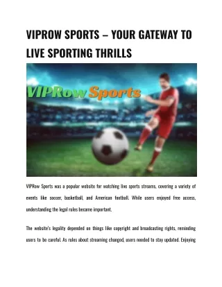 VIPROW SPORTS – YOUR GATEWAY TO LIVE SPORTING THRILLS