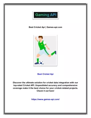 Best Cricket Api | Games-api.com