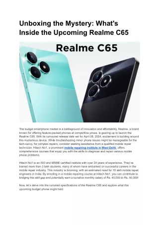 Unboxing the Mystery: What's Inside the Upcoming Realme C68