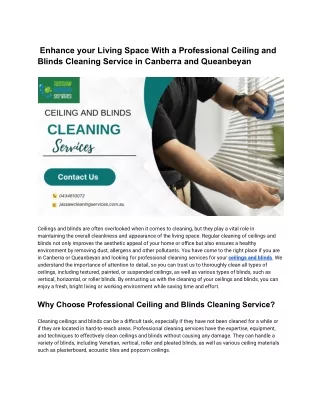 professional ceiling and blinds cleaning service in Canberra and Queanbeyan