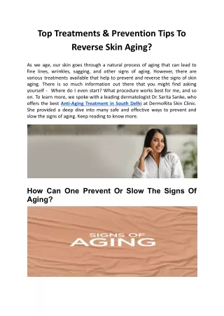 Top Treatments & Prevention Tips To Reverse Skin Aging