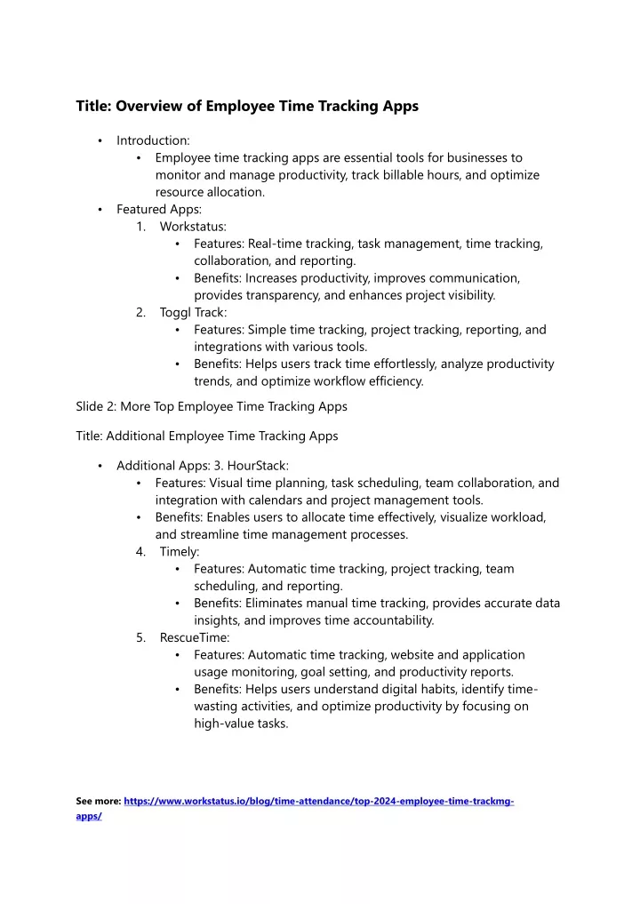 title overview of employee time tracking apps