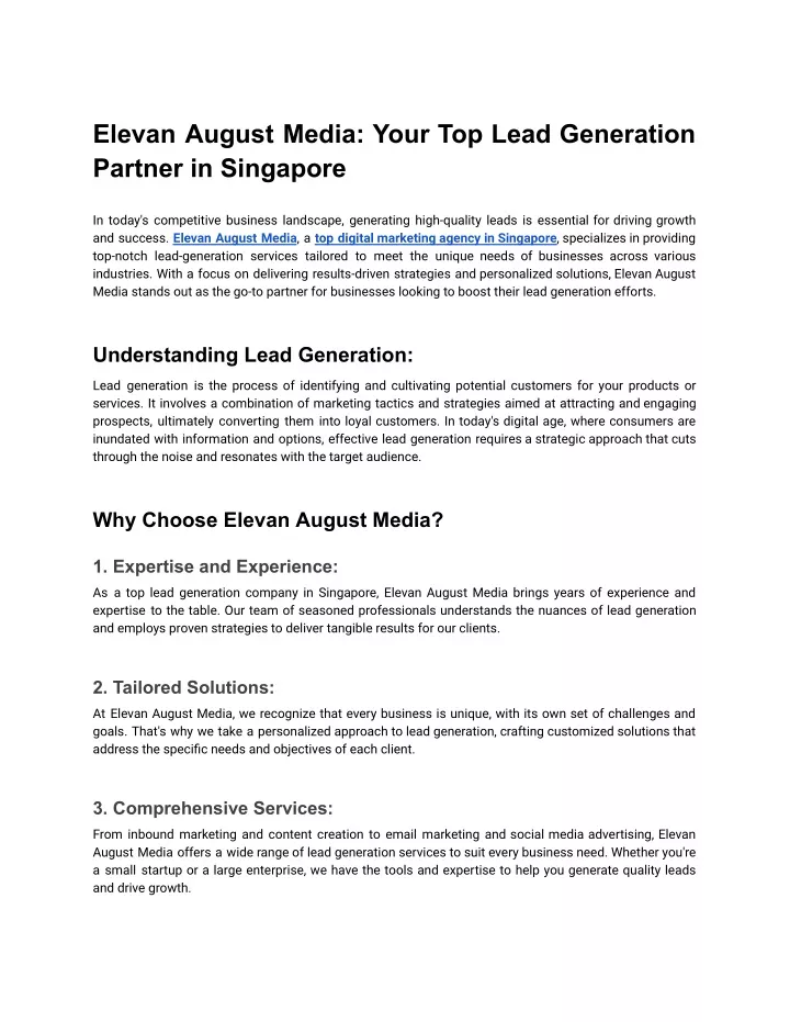 elevan august media your top lead generation