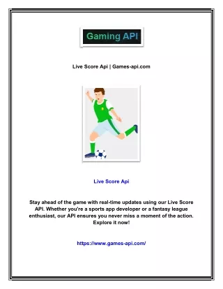 Live Score Api | Games-api.com