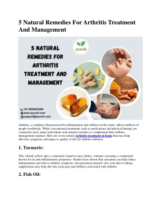 5 Natural Remedies For Arthritis Treatment And Management