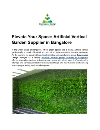 Elevate Your Space_ Artificial Vertical Garden Supplier in Bangalore