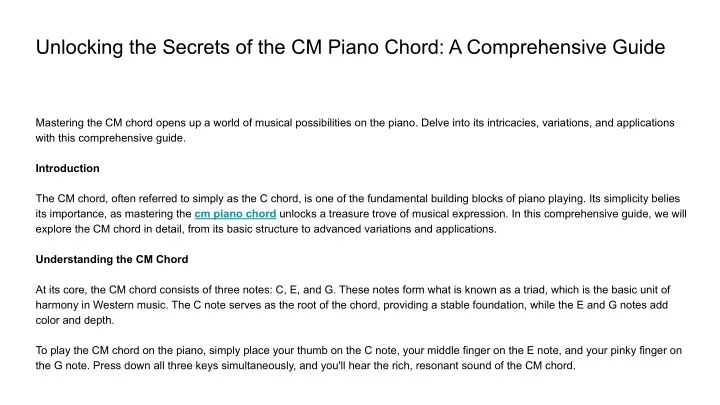 unlocking the secrets of the cm piano chord