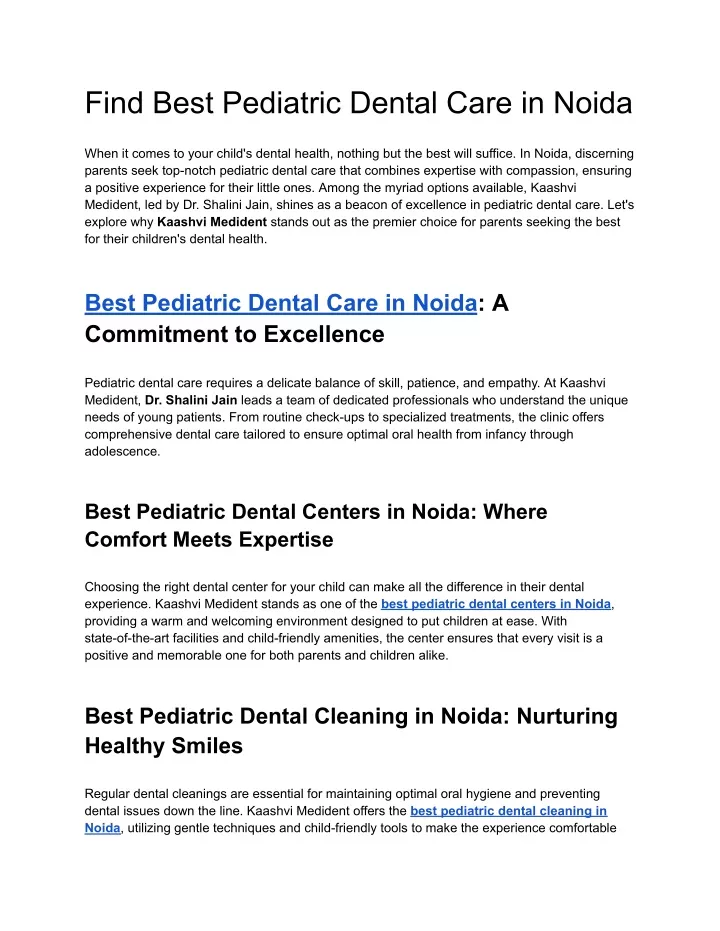 find best pediatric dental care in noida