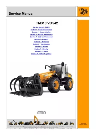 JCB TM310 Tier3 TELESCOPIC WHEELED LOADER Service Repair Manual