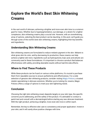 Skin Whitening Creams | Magicpotions