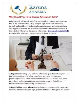 Why Should You Hire a Divorce Advocate in Delhi