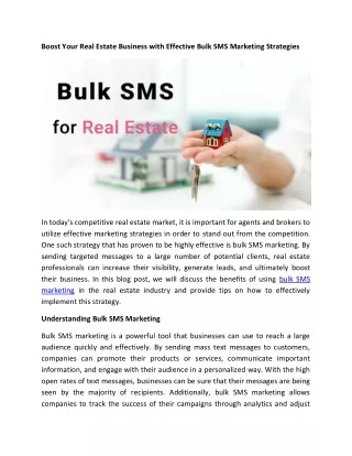Boost Your Real Estate Business with Effective Bulk SMS Marketing Strategies