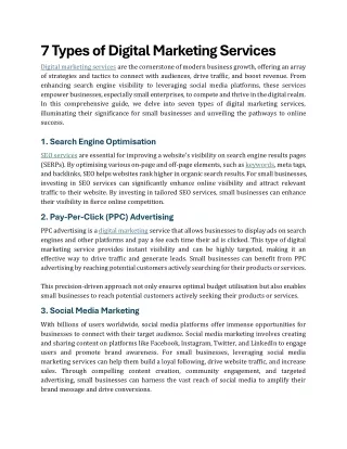 7 Types of Digital Marketing Services