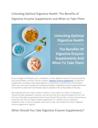 Unlocking Optimal Digestive Health_ The Benefits of Digestive Enzyme Supplements and When to Take Them