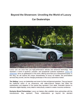 Beyond the Showroom Unveiling the World of Luxury Car Dealerships