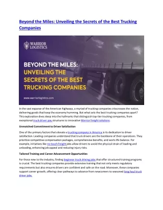 Unveiling the Secrets of the Best Trucking Companies