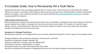 how to permanently kill a tooth nerve