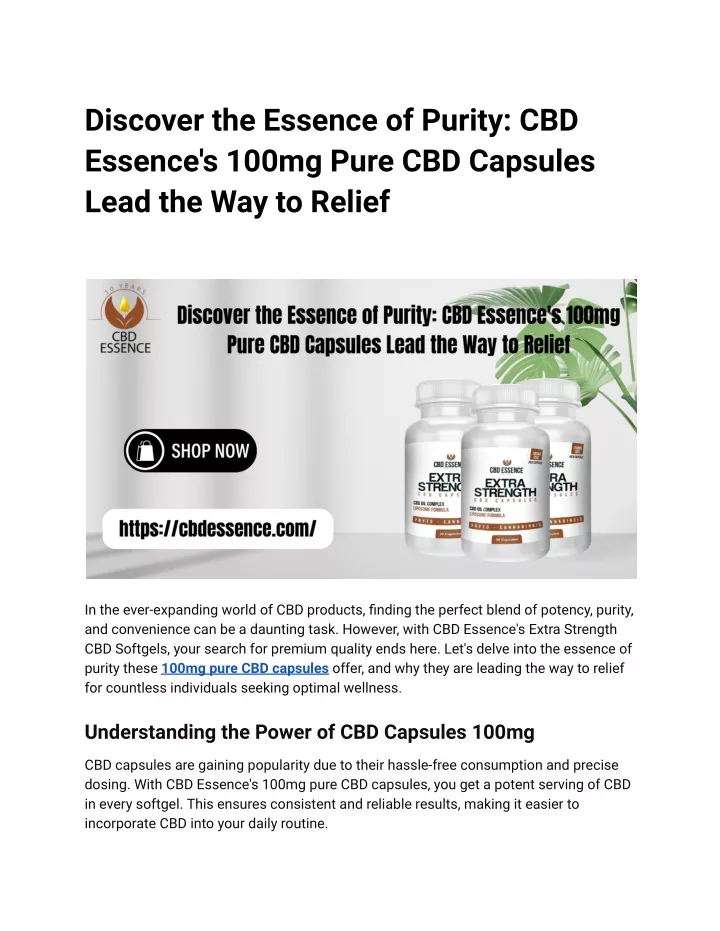 discover the essence of purity cbd essence