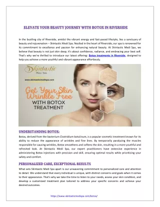 Elevate Your Beauty Journey with Botox in Riverside