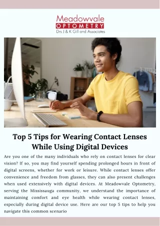 Top 5 Tips for Wearing Contact Lenses While Using Digital Devices