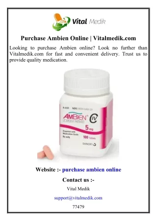 Purchase Ambien Online  Vitalmedik.com