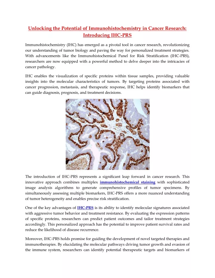 unlocking the potential of immunohistochemistry