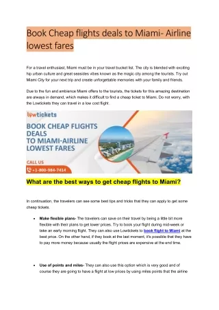Book Cheap flights deals to Miami - Airline lowest fares