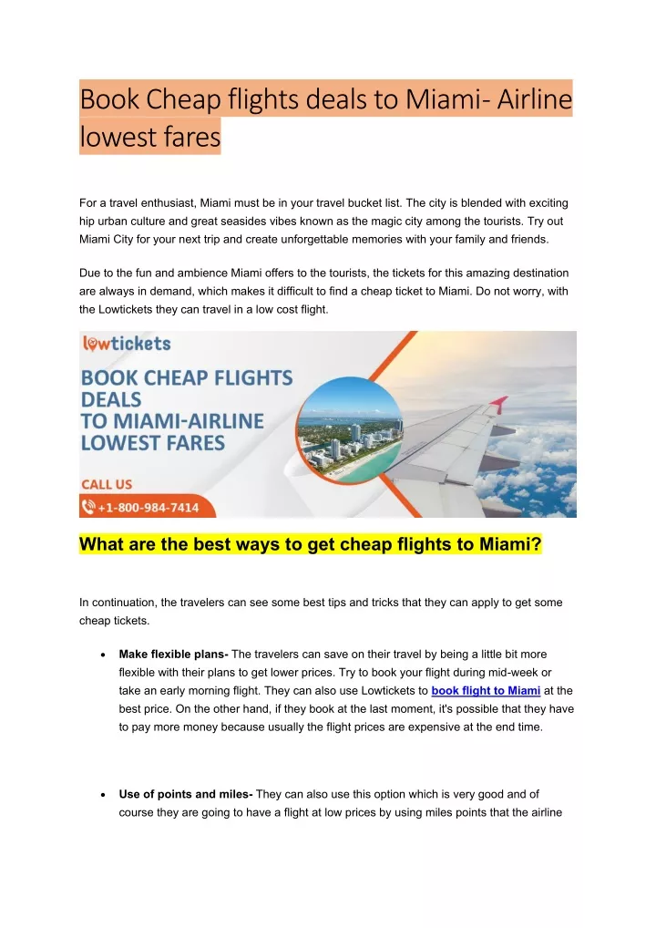 book cheap flights deals to miami airline lowest