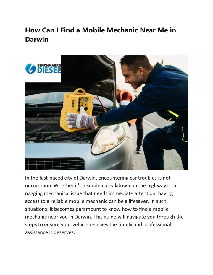 how can i find a mobile mechanic near me in darwin