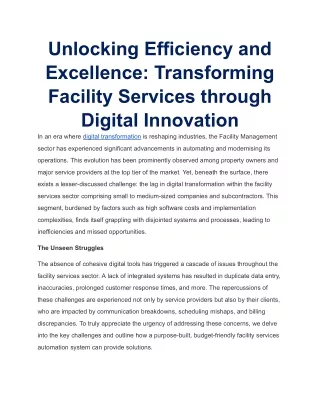 Unlocking Efficiency and Excellence_ Transforming Facility Services through Digital Innovation