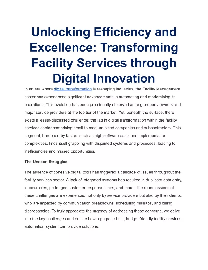 unlocking efficiency and excellence transforming