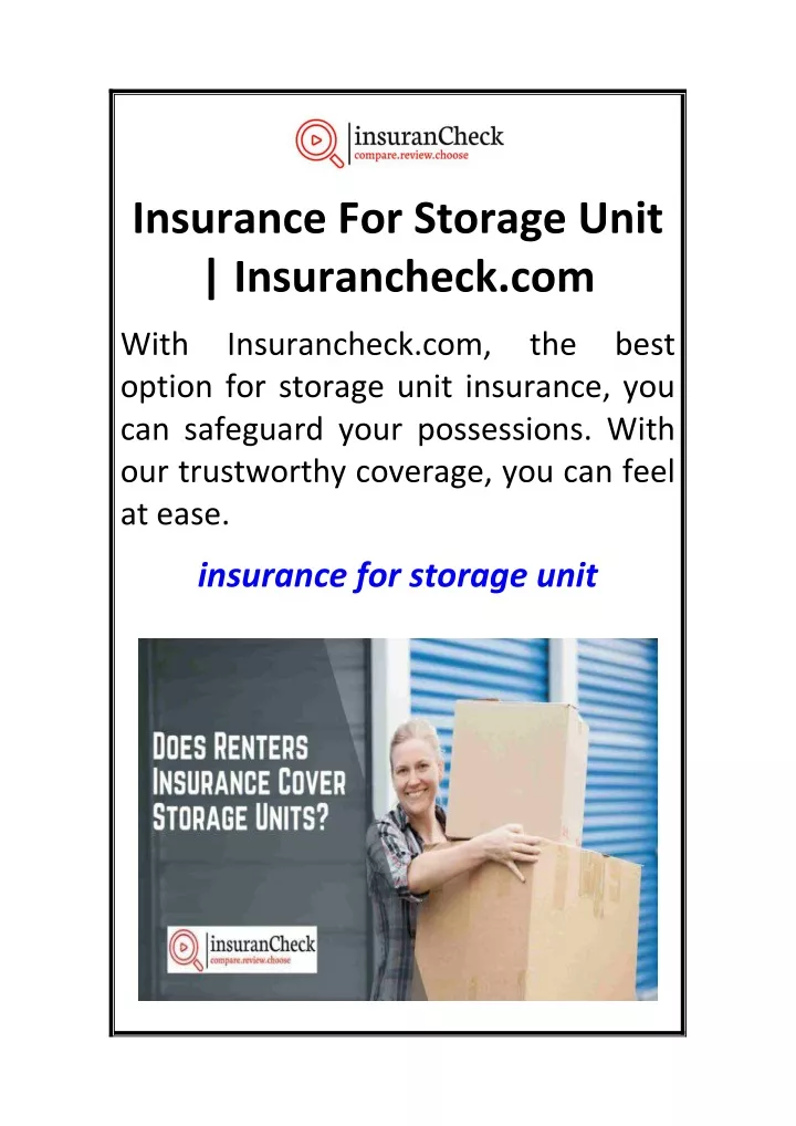 insurance for storage unit insurancheck com