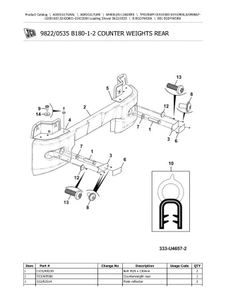 JCB TM320WM Telescopic Wheeled Loader Parts Catalogue Manual (Serial Number 02420801-02422000)