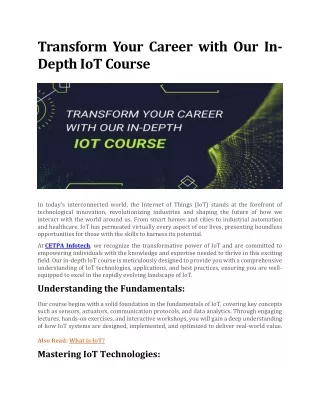 Transform Your Career with Our In-Depth IoT Course