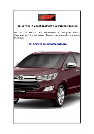 Taxi Service In Visakhapatnam  Evergreentravels.in