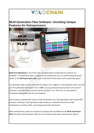 MLM Generation Plan Software: Unveiling Unique Features for Entrepreneurs