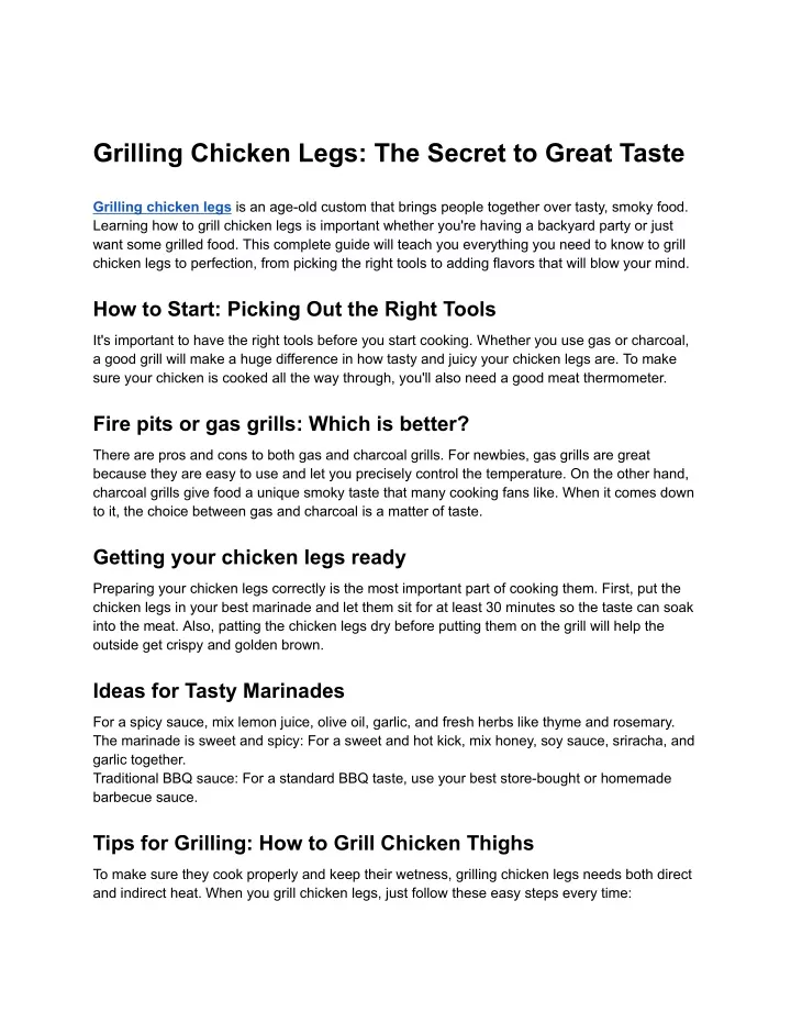 grilling chicken legs the secret to great taste