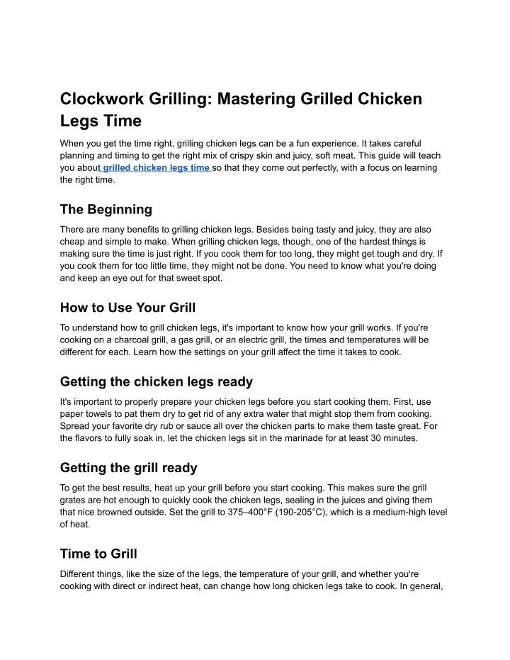 clockwork grilling mastering grilled chicken legs