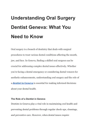 Understanding Oral Surgery Dentist Geneva_ What You Need to Know