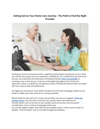 Setting Sail on Your Home Care Journey - The Path to Find the Right Provider