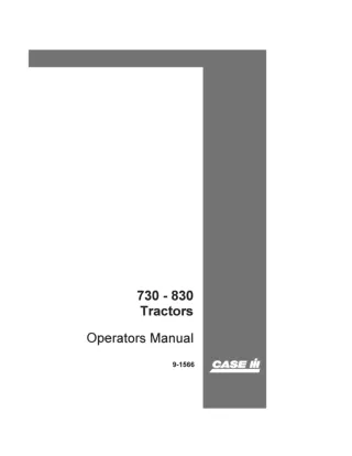 Case IH 730 830 Tractors Operator’s Manual Instant Download (Publication No.9-1566)