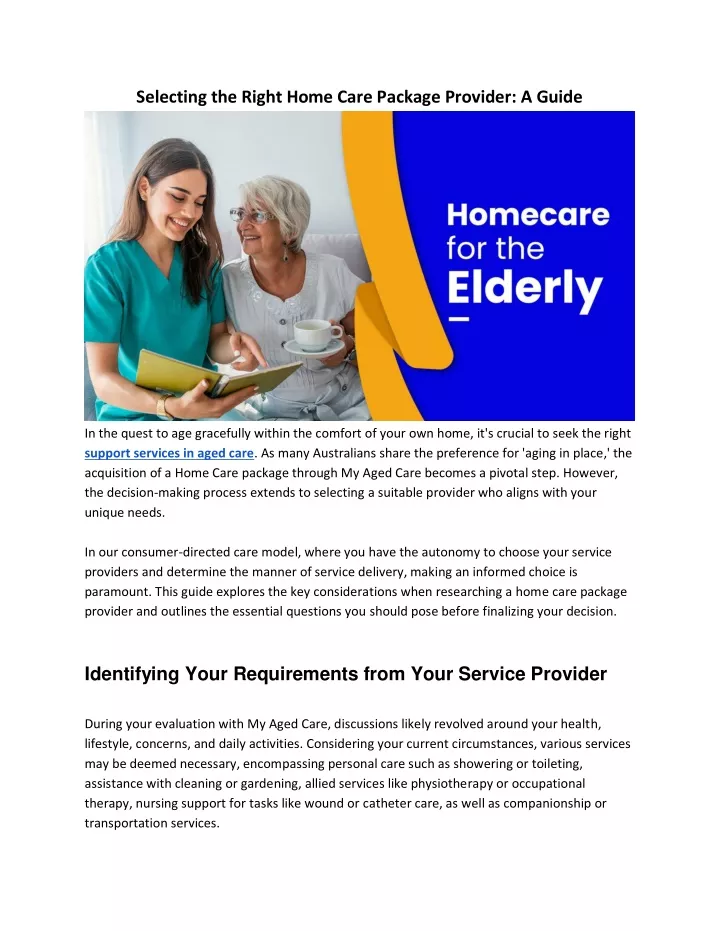 selecting the right home care package provider